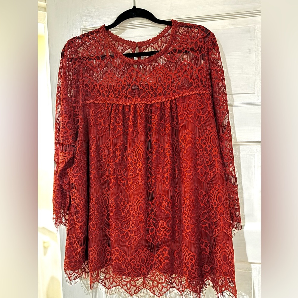 Blu Pepper Terracotta Lace Blouse